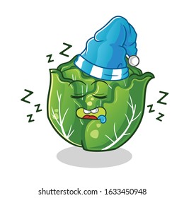 cabbage sleeping with sleeping hat cartoon. cute chibi cartoon mascot vector