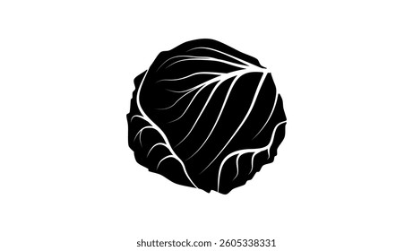 Cabbage symbol , black isolated silhouette