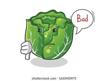cabbage thumbs down angry with bubble cartoon. cute chibi cartoon mascot vector