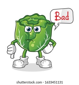 cabbage thumbs down angry with bubble cartoon. cartoon mascot vector
