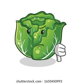 cabbage thumbs down angry cartoon. cute chibi cartoon mascot vector