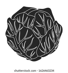 Cabbage vector icon.Black,simple vector icon isolated on white background cabbage.