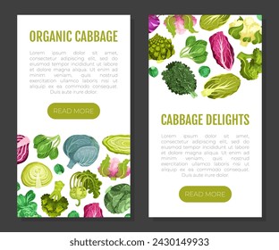 Cabbage Vegetable Banner Design with Crop Vector Template