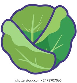 Cabbage vegetable cartoon icon vector illustration, kubis or kol, gobis or kobis, healthy green leafy vegetables