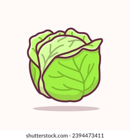 Cabbage Vegetable Flat Illustration, Vegetable healthy food vector illustration