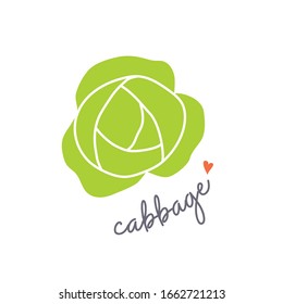 Cabbage vegetable hand drawn illustration isolated on white background