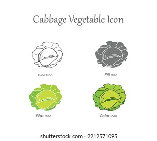 Línea vegetal de col, relleno, plano y color Icono de alimento fresco, natural, orgánico, sano, vegetariano vector de alimento Icono conjunto Ilustración