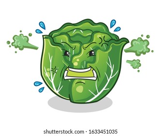 cabbage very angry cartoon. cute chibi cartoon mascot vector