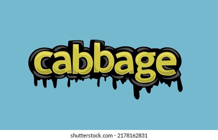 CABBAGE writing vector design on blue background