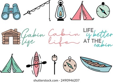 Cabin Adventure Icons | Outdoor Camping Collection