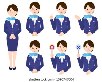 cabin attendant  
Uniform female simple illustration set