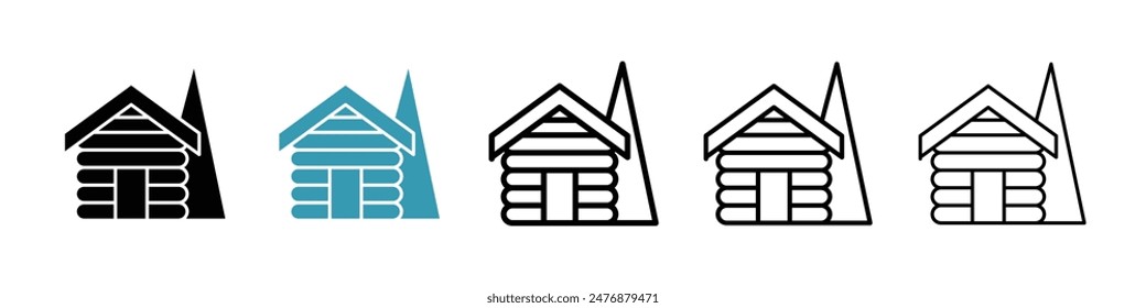 Cabin black liner icon collection