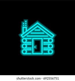 Cabin blue glowing neon ui ux icon. Glowing sign logo vector