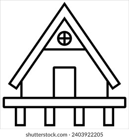 Cabin, Building icon, landmark sign vector illustration 