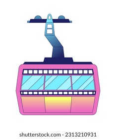 Icono de la caricatura vectorial plana del teleférico de la cabina. Levantamiento de góndola. Tranvía aéreo. Transporte. Editorial, revista spot ilustrativo. Objeto colorido aislado en blanco. Diseño gráfico editable 2D simple