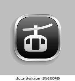 cabin cable icon design. Glossy Button style rounded rectangle isolated on gray background.. Vector illustration