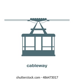 Cabin cableway. Vector Image. Monochrome image details ropeway construction. Design element. Stock vector