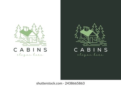 Cabin or camp in the forest logo design