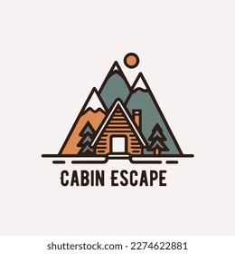 Cabin camping logo design template. Camping and adventure vector illustration. Travel Outdoor Logo