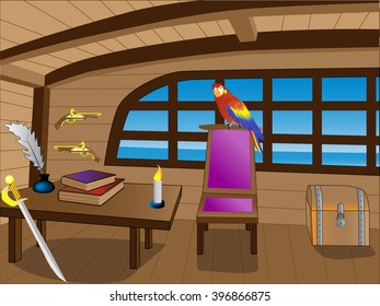 Cabin of the captain. Vector illustration