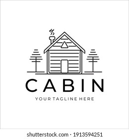 cabin or cottage line art minimalist vector logo illustration design