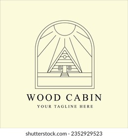 cabin or cottage logo line art simple minimalist vector illustration template icon graphic design
