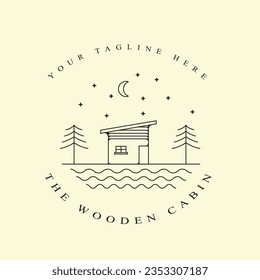 cabin or cottage logo line art simple minimalist vector illustration template icon graphic design