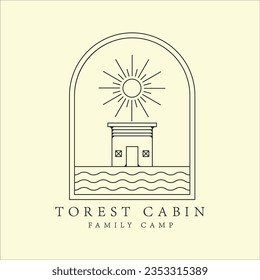 cabin or cottage logo line art simple minimalist vector illustration template icon graphic design
