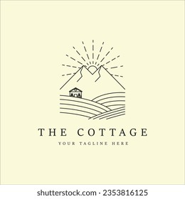 cabin or cottage logo line art simple minimalist vector illustration template icon graphic design