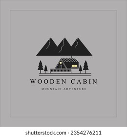cabin or cottage logo line art simple minimalist vector illustration template icon graphic design