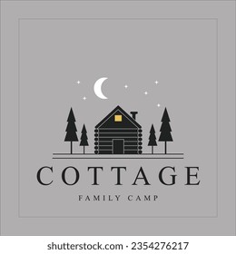 cabin or cottage logo line art simple minimalist vector illustration template icon graphic design