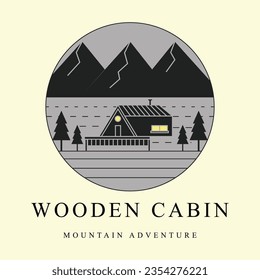 cabin or cottage logo line art simple minimalist vector illustration template icon graphic design