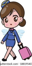 cabin crew flight attendant girl stewardess pretty girl cartoon