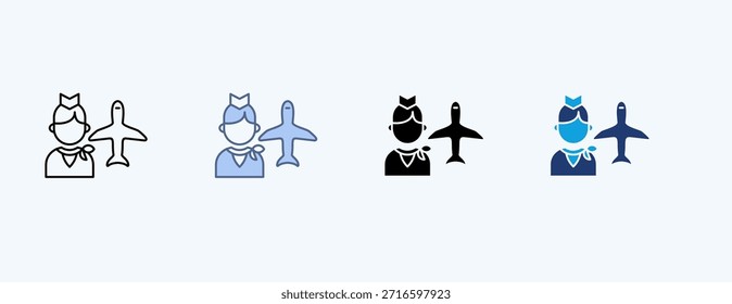 Cabin Crew Multiple Icon Illustration Vector