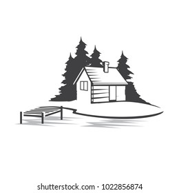 Cabin with dock logo vector