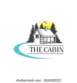 Cabin with dock logo vector
