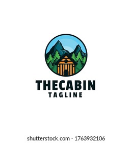 Cabin with dock logo vector	
