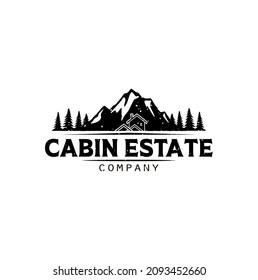 cabin estate illustration logo design. vintage logo design