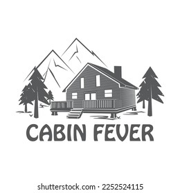 cabin fever illustration t shirt design template