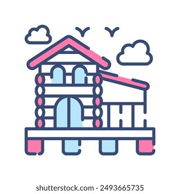 Cabin Filled Color Icon, Vector illustration