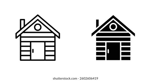 Cabin flat Icons in line outline and flat solid style on white background