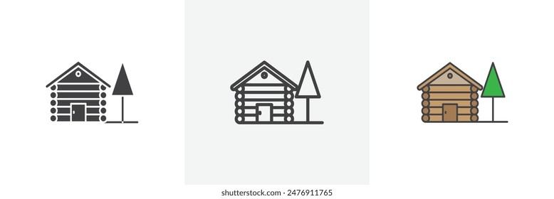 Cabin Flat Thin Line Icon Kollektion.