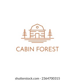 Cabin forest cottage logo design minimalist with pine tree