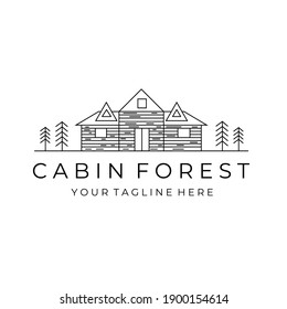 cabin forest line art logo vector simple