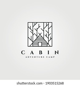 cabin forest logo vector symbol minimalist line art illustration design