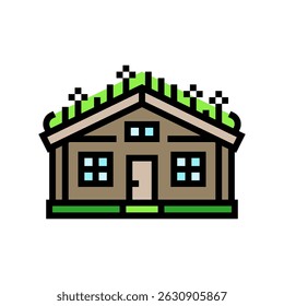 vetor de ícone de cor de madeira do telhado verde da cabine. sinal de madeira do telhado verde da cabine. ilustração de símbolo isolado