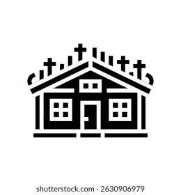cabin green roof wooden glyph icon vector. cabin green roof wooden sign. isolated symbol illustration