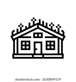 cabin green roof wooden line icon vector. cabin green roof wooden sign. isolated contour symbol black illustration