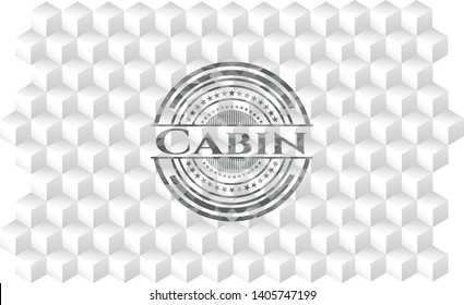 Cabin grey badge with geometric cube white background