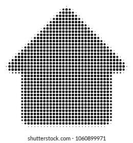 Cabin halftone vector icon. Illustration style is dotted iconic Cabin icon symbol on a white background. Halftone matrix is round spots.